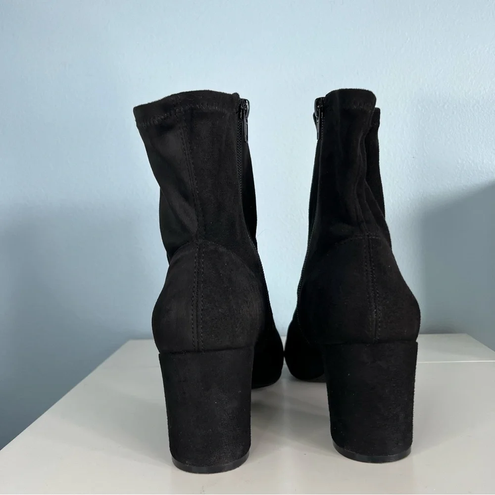 Nicole Carina Black Velvet-Suede Block Heel Ankle Boots 9M - Picture 3 of 5